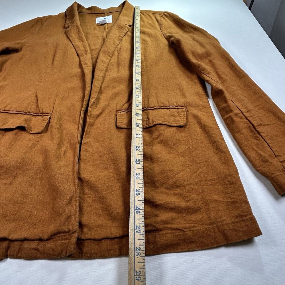 Old Navy Linen Blazer Womens Med Burnt Orange Open Front Lightweight Jacket - Picture 11 of 12